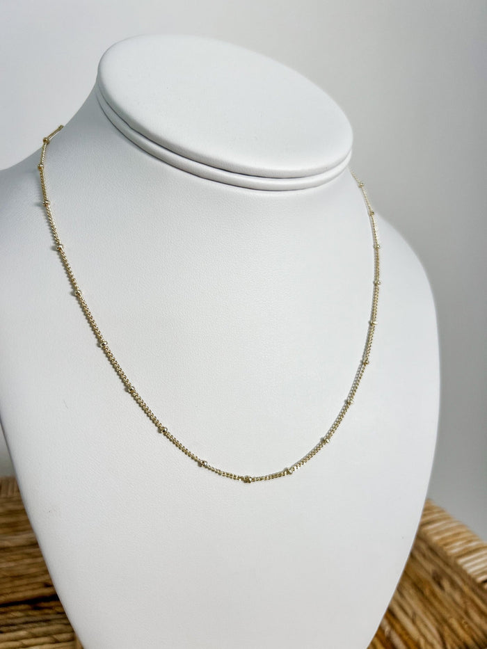 16 Baby Ball Chain Necklace, Gold
