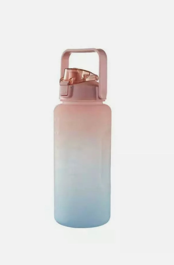 2L Water Bottle Motivational Drink Flask With Time Markings BPA Free For Sports Or Gym