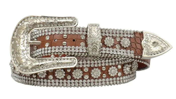 3D Flower Girl Gator Leather Belt - Womens Belt - Hatcountry