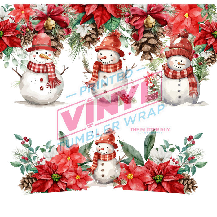 40 oz Tumbler Wrap - UVDTF Ink Transfers - Floral Snowmen | UVDTF from The Glitter Guy