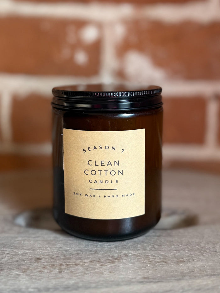 8oz Jar Hand Poured Soy Wax Candle, Clean Cotton