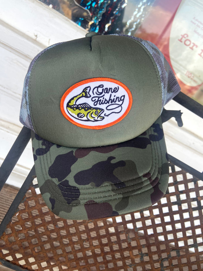 Gone Fishing Camo Trucker Hat - Deer Creek Mercantile