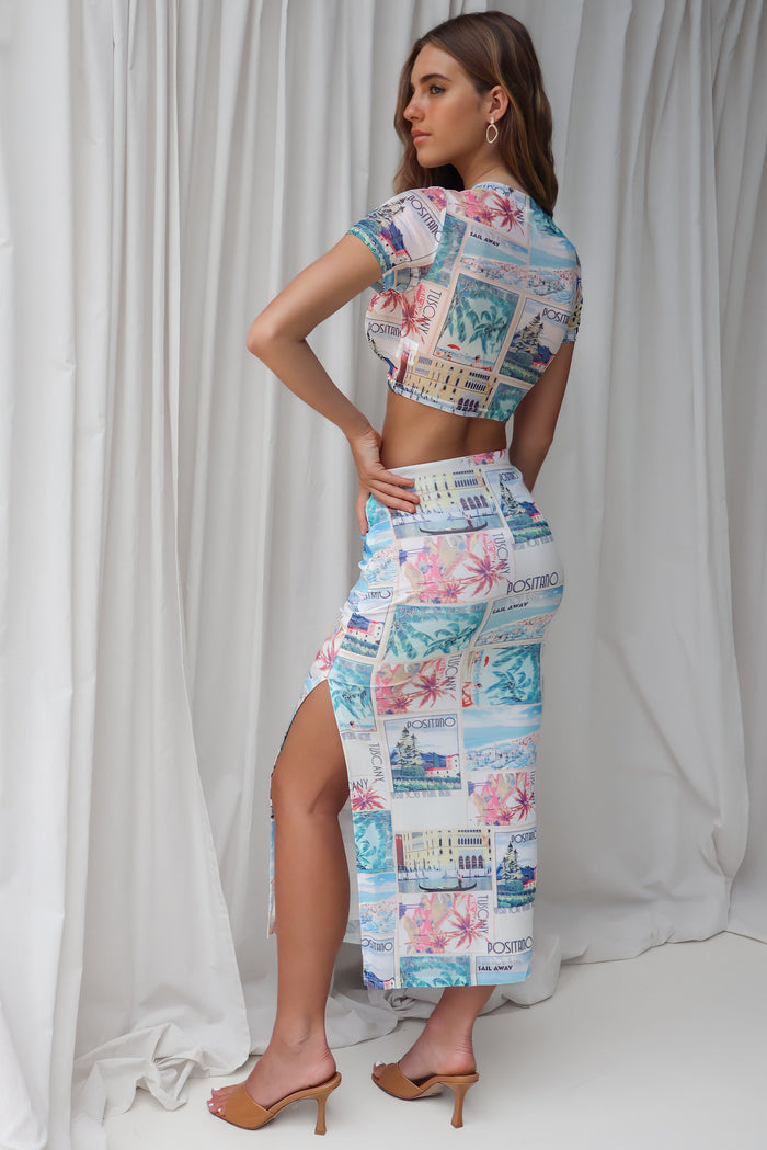 Argos Set Skirt - Postcard Print - Runway Goddess