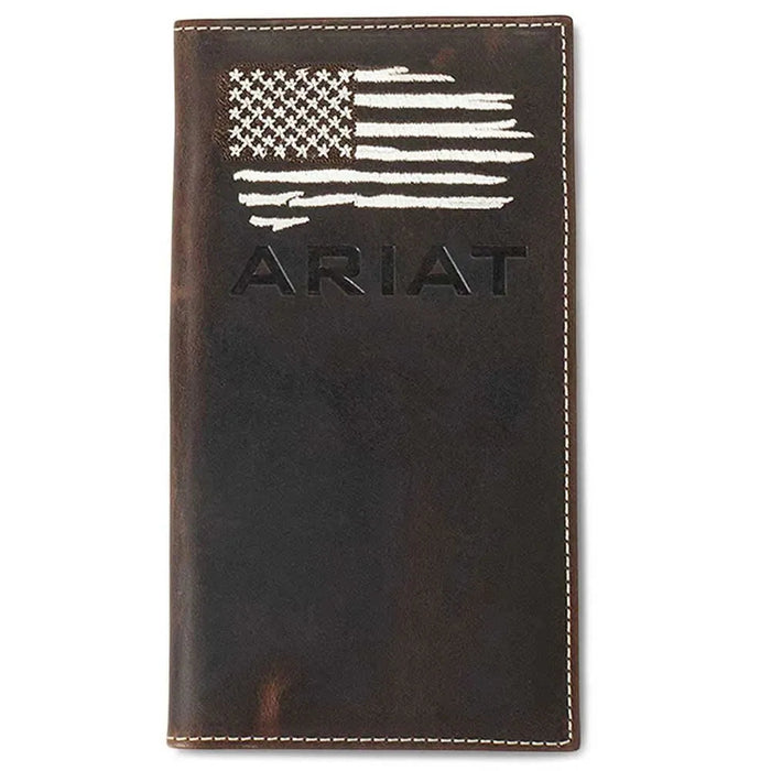 Ariat Distressed Stitched USA Flag (White) - Men's Rodeo Wallet - Hatcountry