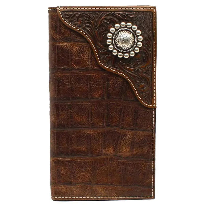 Ariat Gator / Floral Embossed (Brown) - Men's Rodeo Wallet - Hatcountry