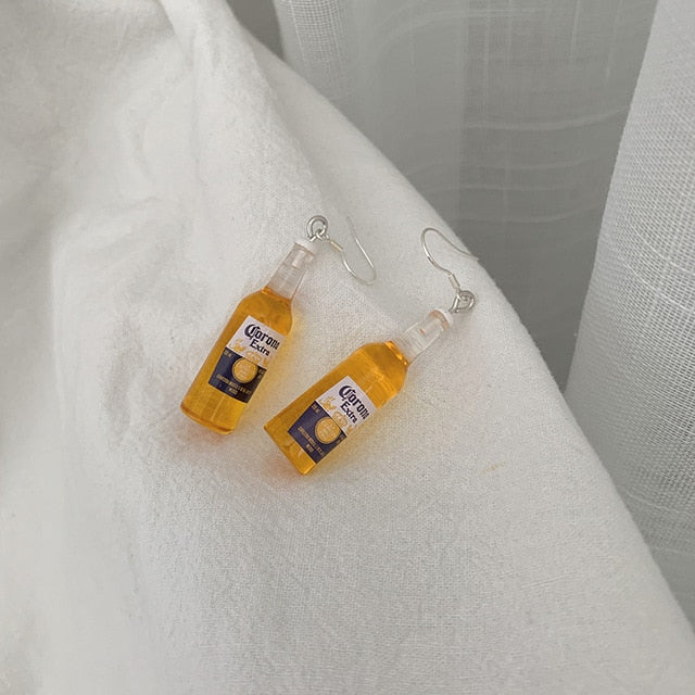 Assorted Resin Beer Bottles Drop Earrings