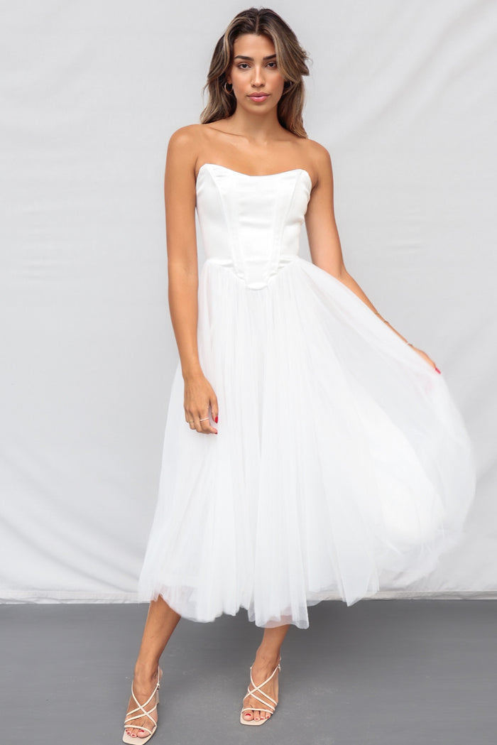 Aurora Midi Dress - White - Runway Goddess