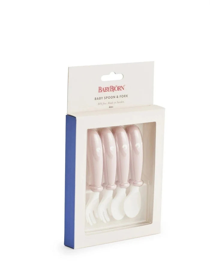 Babybjorn 4 Pack Baby Spoon and Fork Set - Powder Pink