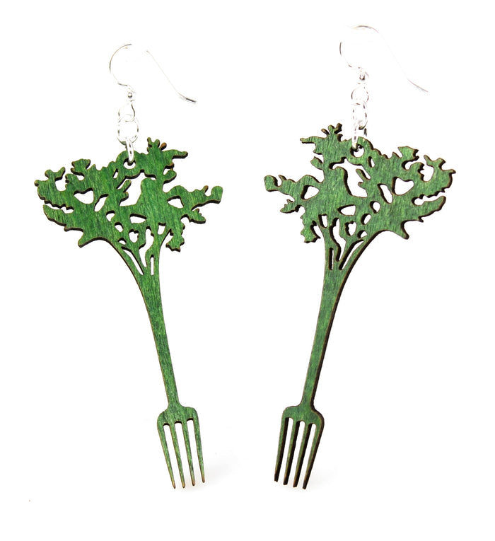 Carrot and fork mismatched earrings, eco-friendly laser-cut jewelry made in USA