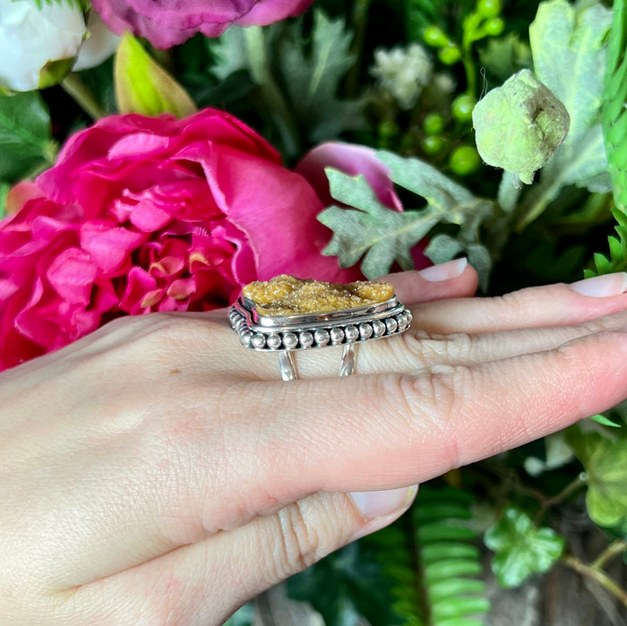 Citrine Druzy Ring