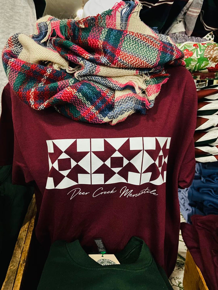 DOORBUSTER Quilt Block Graphic Tee *Burgundy - Deer Creek Mercantile