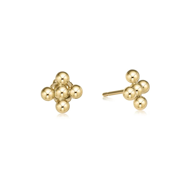EN-Classic Beaded Signature Cross Studs 3mm