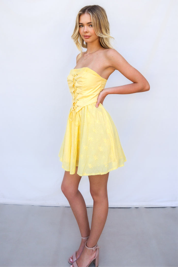 Etta Mini Dress - Yellow - Runway Goddess