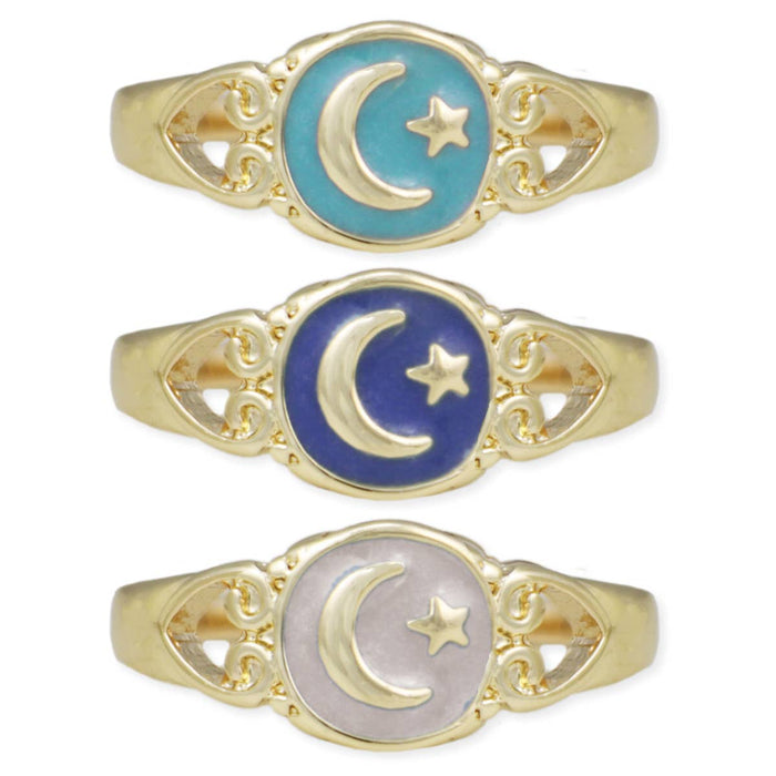 Evening Skies Crescent Moon Star Ring