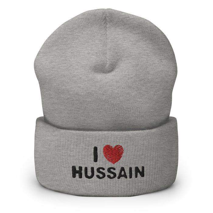 I Love Hussain (as) Black - Embroidered Cuffed Beanie