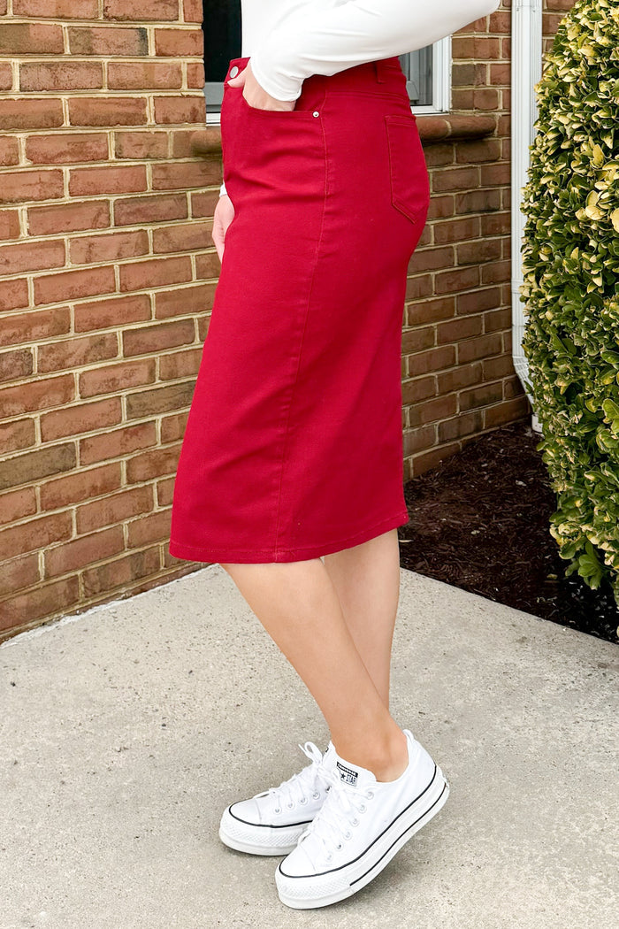 JDA Red Denim Skirt (FINAL SALE)