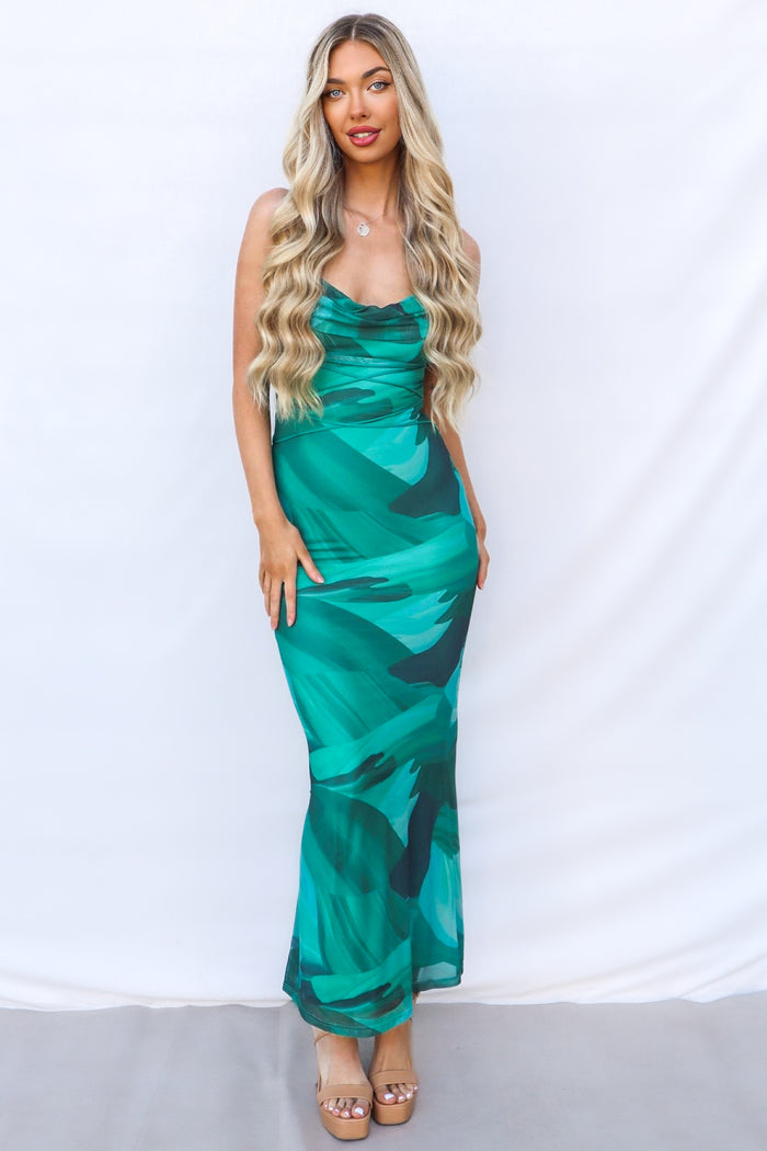 Kavita Maxi Dress - Green Multi - Runway Goddess