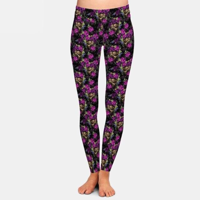 Ladies 3D Retro Skull Printed Leggings