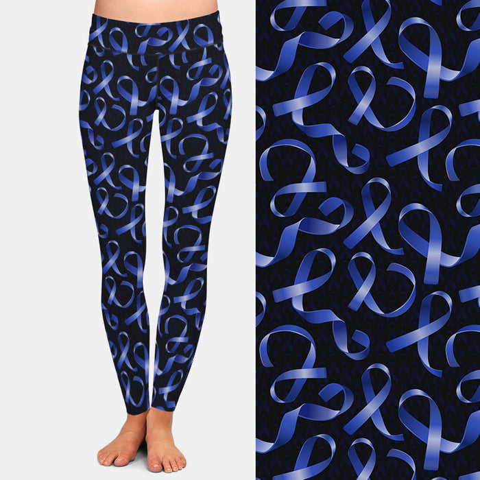 Ladies Blue Ribbon Printed Soft Brushed Leggings