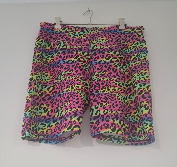 Ladies Plus Size Rainbow Cheetah Shorts