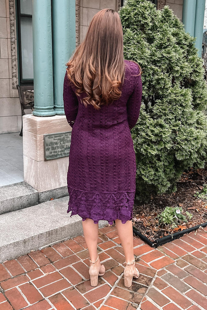 Lydia Crochet Dress in Plum (FINAL SALE)