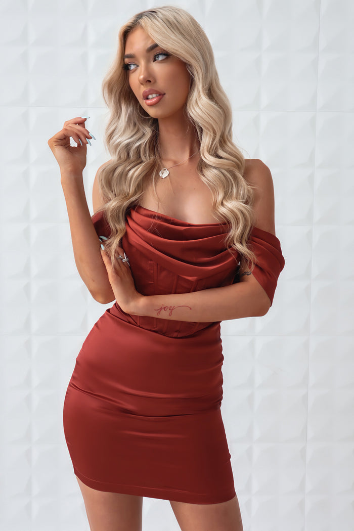 Madie Mini Dress - Brown - Runway Goddess
