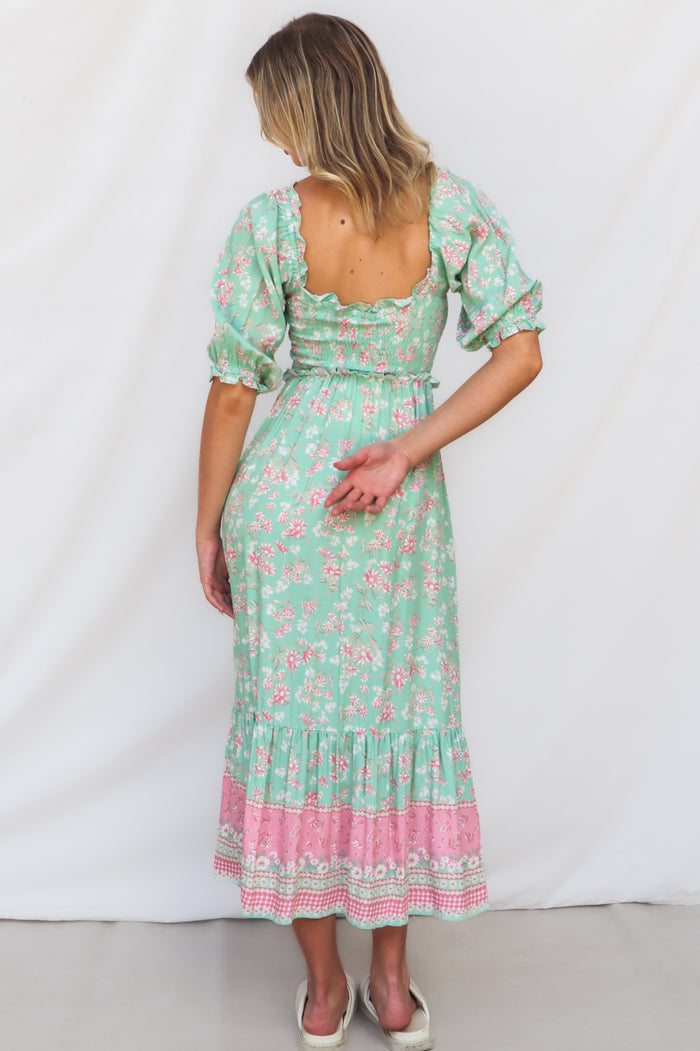 Marnie Midi Dress - Mint Floral - Runway Goddess