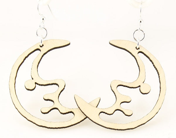 Crescent moon earrings, eco-friendly laser-cut jewelry made in USA
