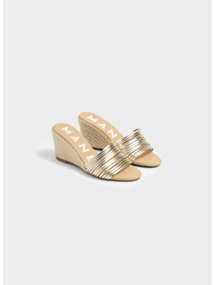 Wedges Manebi Multi Bands Mule Wedge Espadrilles Platinum Apoella