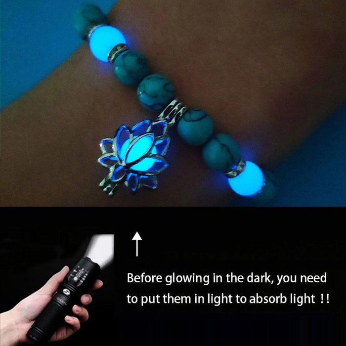 Natural Stones Luminous Glow In The Dark Bracelets With Charm