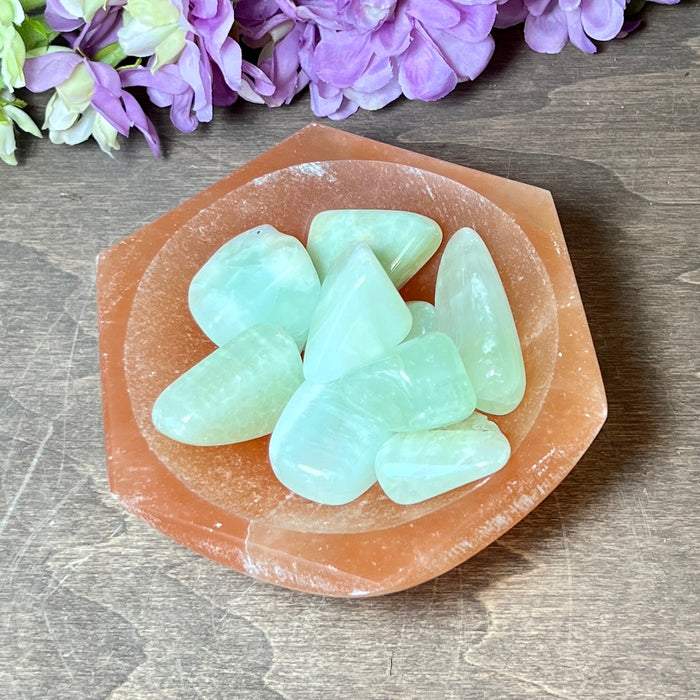 Peach Selenite Hexagon Bowl
