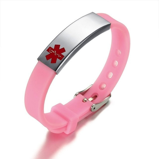 Personalized Assorted Coloured Medical Alert ID Bracelets for Kids and Adults