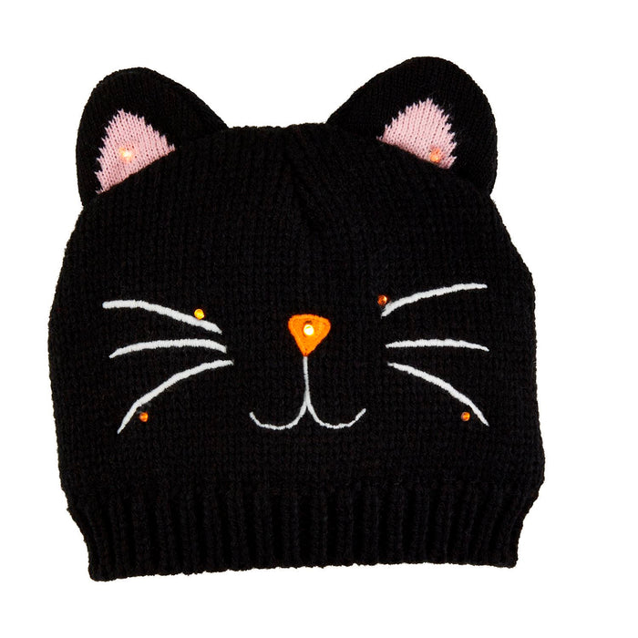 Pumpkin/Black Cat LED Crochet Hat