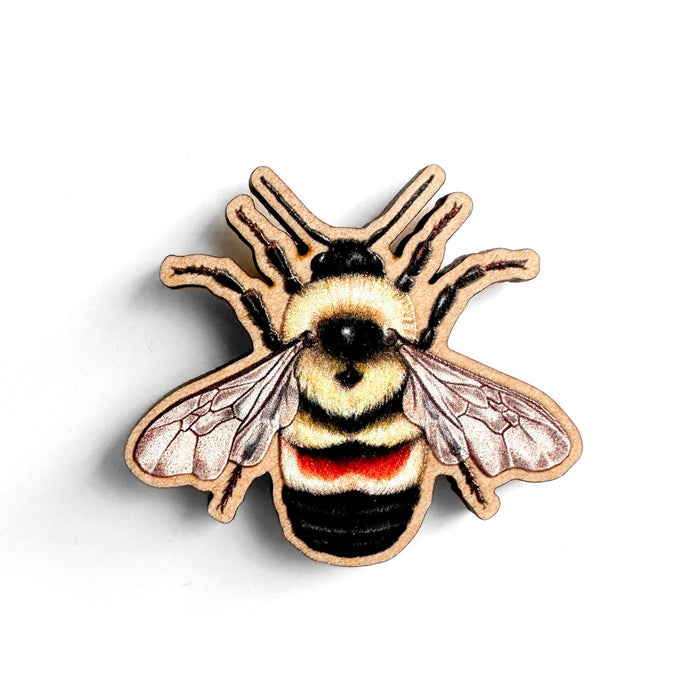 Rusty Patched Bumble Bee Wooden Pin