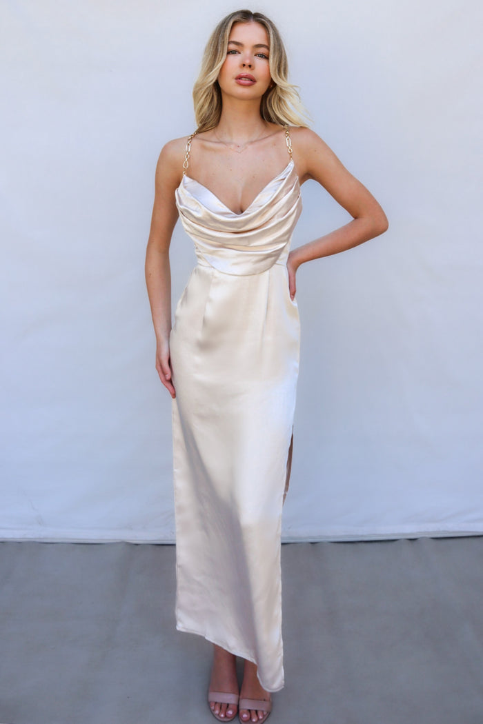Sloan Formal Dress - Champagne - Runway Goddess