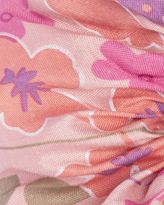 Soleil Floral Print Silk Scrunchie - Blush Floral