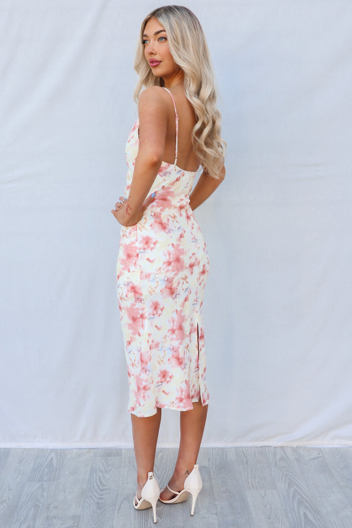 Spring Midi Dress - Pink Multi - Runway Goddess