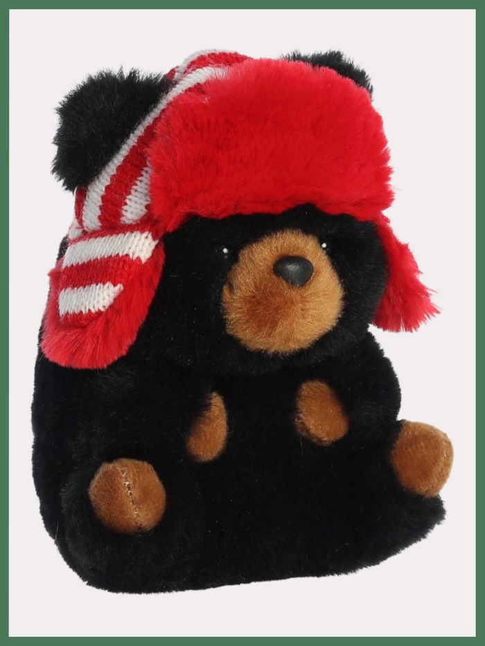 Stuffed Bear - Blake Bear Rolly Pet with Red Cap