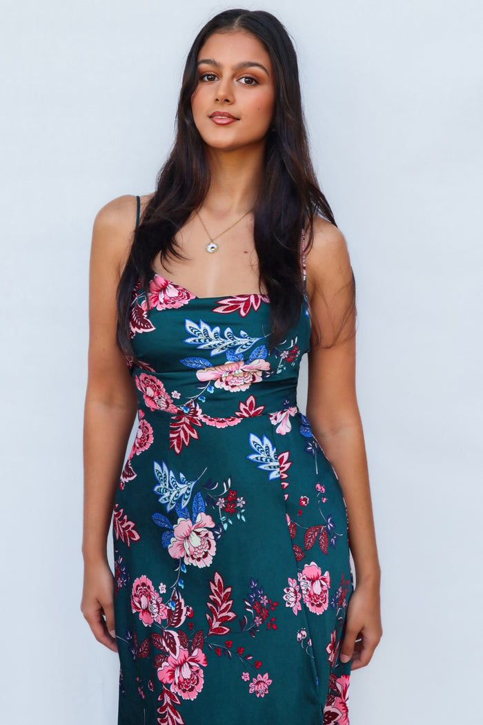 Verlaine Midi Dress - Multi Floral - Runway Goddess