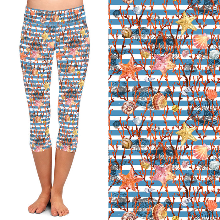 Womens 3D Sea Animals/Jellyfish Printed Capri Leggings