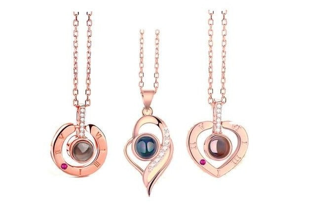 100 Languages Love Necklace - Assorted Style Pendants - I Love You Projection