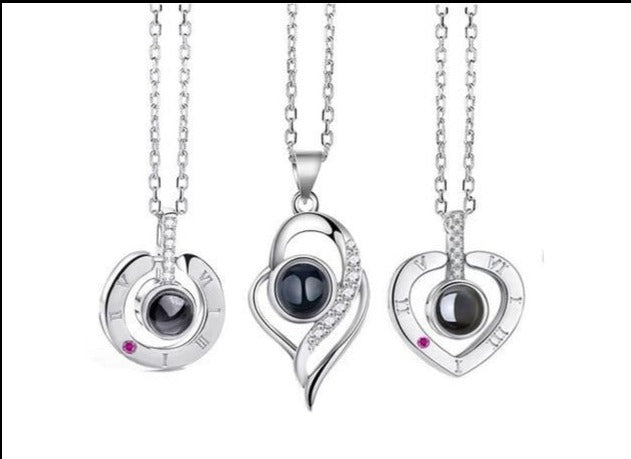 100 Languages Love Necklace - Assorted Style Pendants - I Love You Projection
