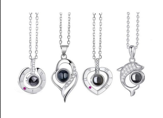 100 Languages Love Necklace - Assorted Style Pendants - I Love You Projection