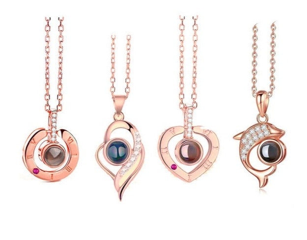 100 Languages Love Necklace - Assorted Style Pendants - I Love You Projection
