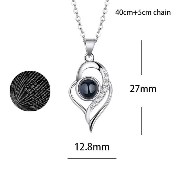 100 Languages Love Necklace - Assorted Style Pendants - I Love You Projection