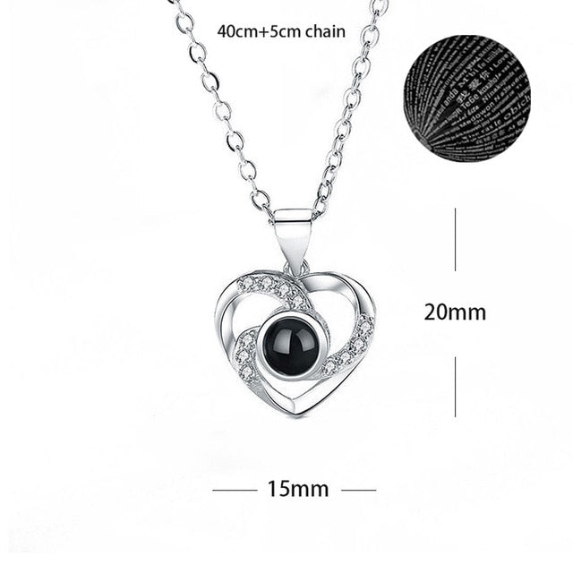 100 Languages Love Necklace - Assorted Style Pendants - I Love You Projection