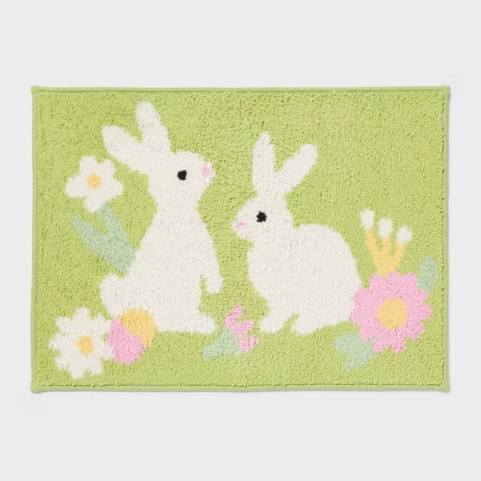 17"x24" Easter Bunny Bath Rug Green