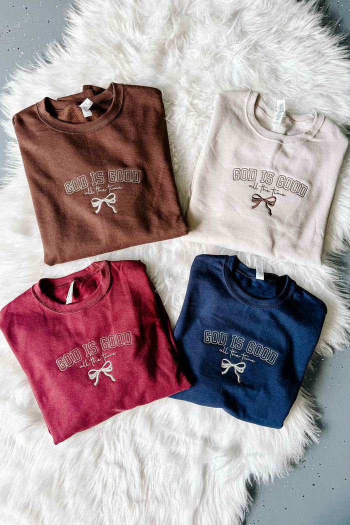 1st Batch September PRE-ORDER* God Is Good Embroidered Crewneck Sweatshirt
