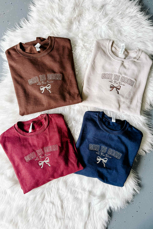1st Batch September PRE-ORDER* God Is Good Embroidered Crewneck Sweatshirt