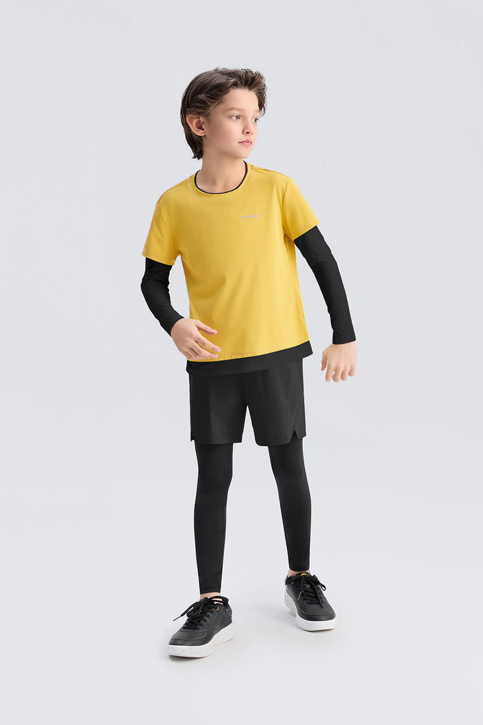 2-in-1 Long Sleeves Tee **Amber yellow**